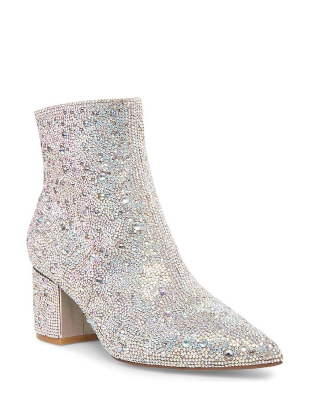 Betsey Johnson Iridescent Crystal Embellished Silver Ankle Kyla Bootie -Size 9